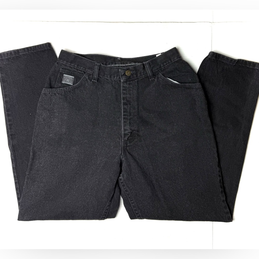 Vintage Wrangler Jeans Womens‎ 12 Black High Rise Tapered Straight Leg Denim Y2K
